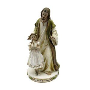 FIRST COMMUNION Jesus and Girl Statue Religious Figurine 9.5" Tall